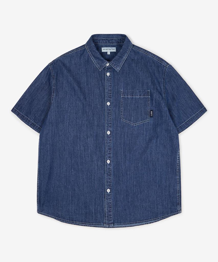 NOT ONLY FOR TODAY Denim Pocket Short Sleeve Shirt [Medium Indigo]