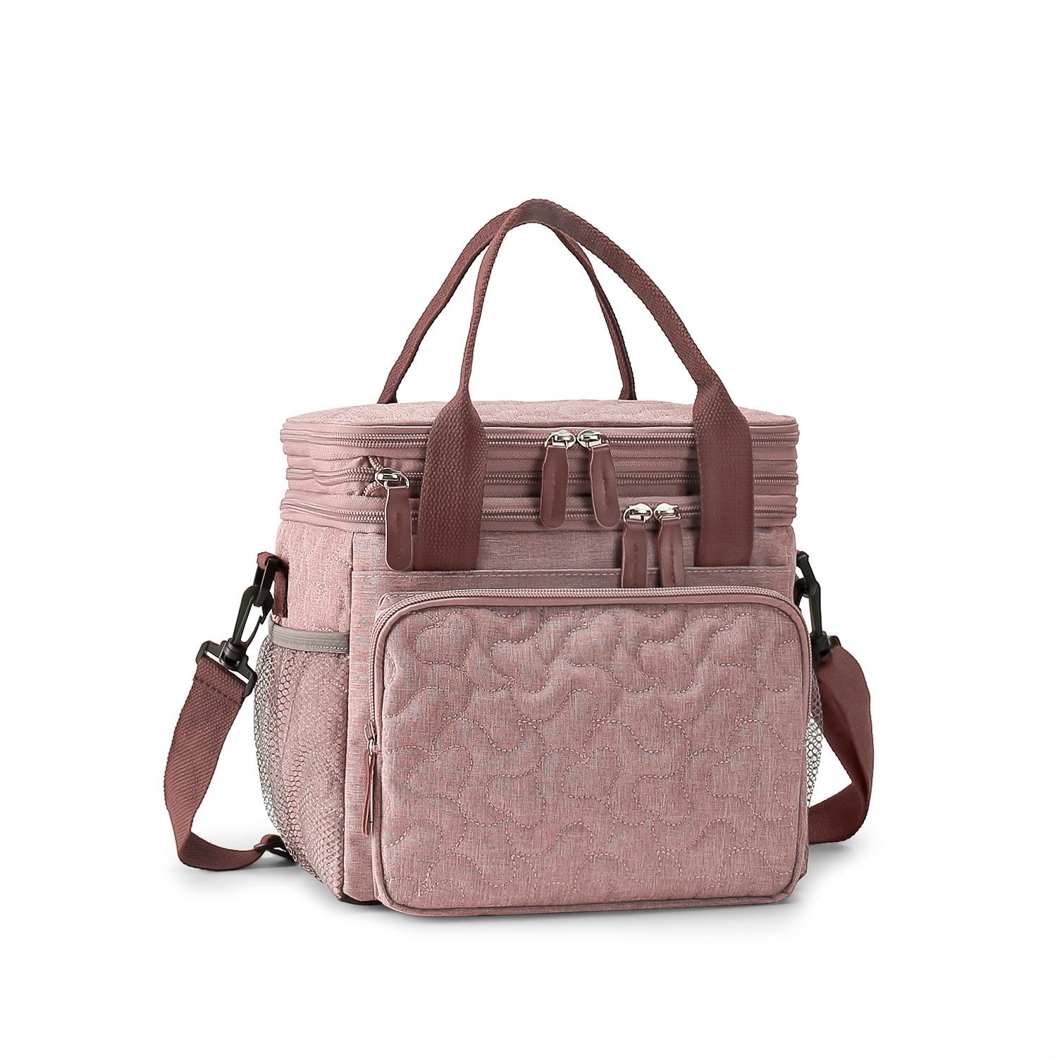 

Сумка-холодильник большой вместимости, изоляционная сумка, водонепроницаемая сумка, сумка для ланча для путешествий на открытом воздухе, двухслойная, для пикника, с постоянной температурой, сумка для мамы/ребенка, сумка для мамы розовый