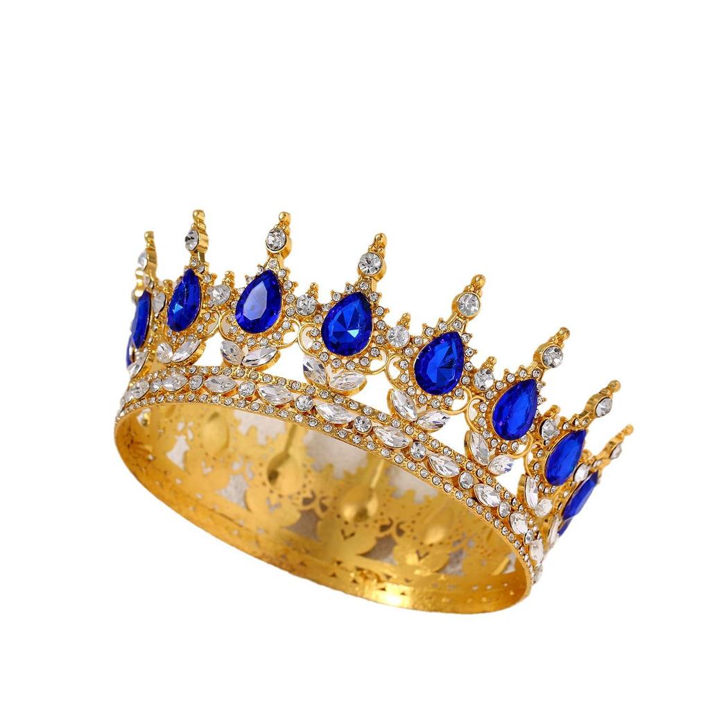 Luxury Shiny Full Round Bridal Headpiece Crown with Fresh Flowers for Wedding or Cake Decoration