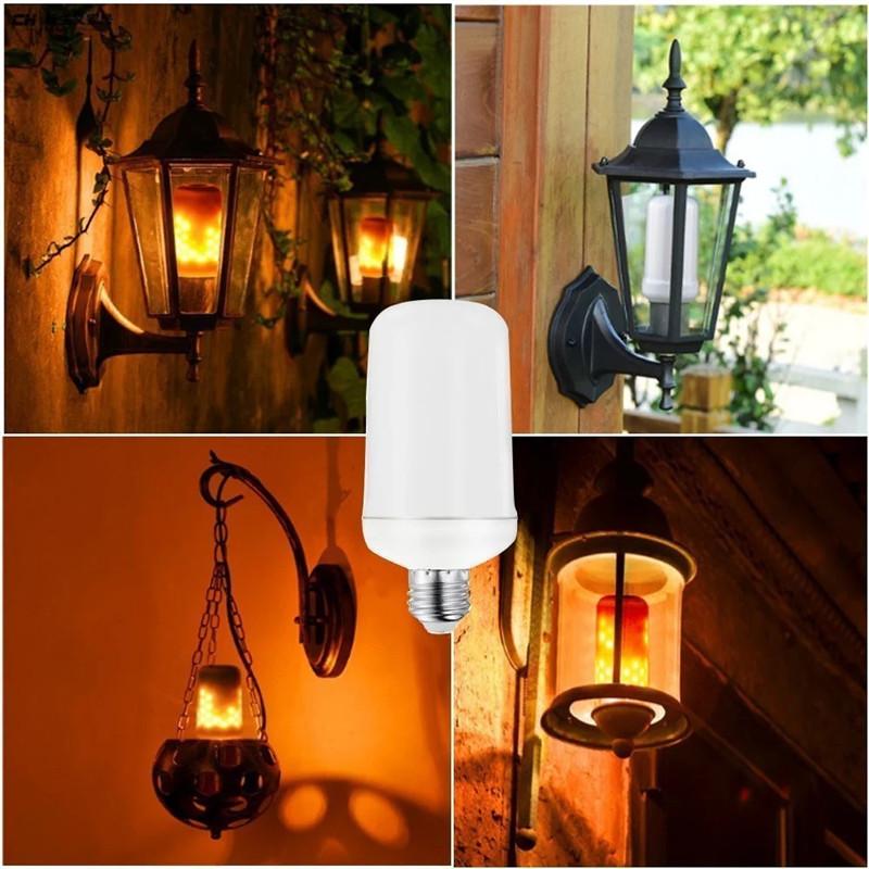 E14 E27 B22 Creative 4 ModesGravity Sensor Flame Lights LED Flame Effect Fire Light Bulb 9W 12W Flickering Emulation Decor Lamp