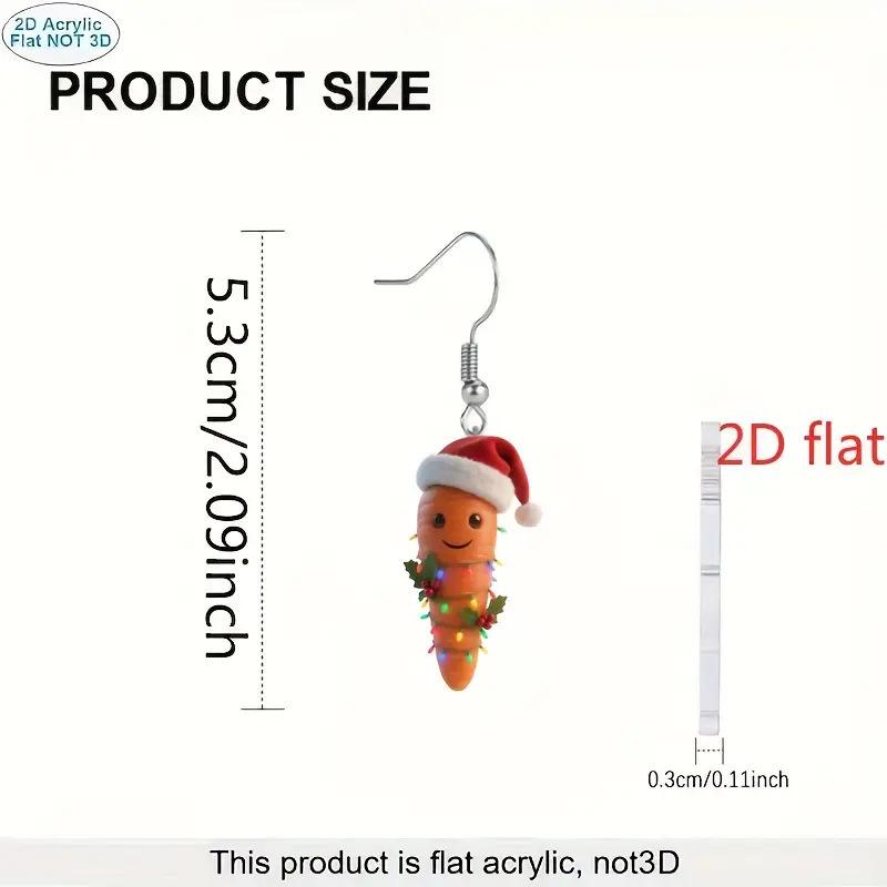 Festliche Nikolausmützen Karottenohrringe - Flache Acryl-Weihnachts-Cartoon-Gemüse-Schmuck