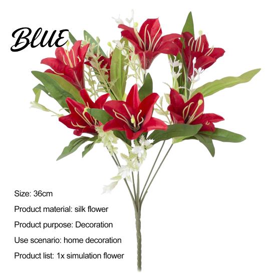Simulation Flower 1Pc Artificial Lilies Realistic No Withering Non-fading Single Branch Multi-fork Artistic