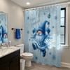 1pc Merry Christmas, Blue Goblin Printed Waterproof Partition, Privacy Hanging Curtain with 12 Hooks In Various Sizes