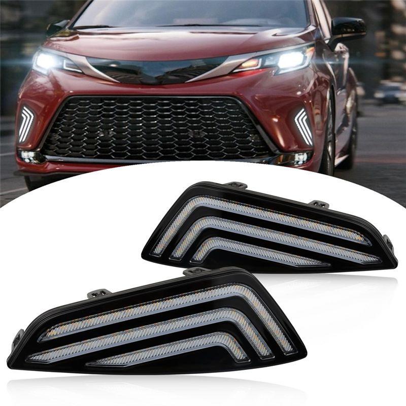 Powerful LED Daytime Running Light Front Bumper Fog Light For Toyota Sienna - XSE DRL Amber Sequential Turn Signal