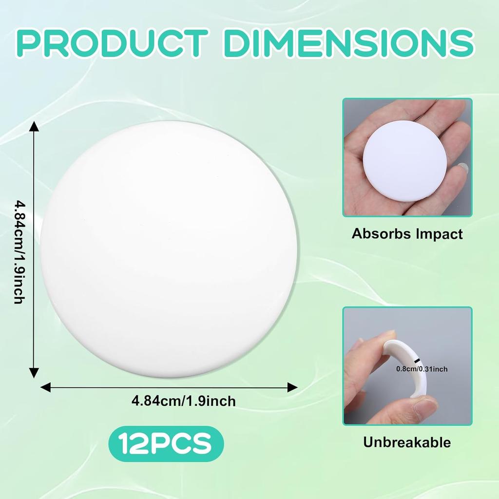 Door Stopper Wall Protector, 12PCS Door Knob Stoppers Walls Protector with Strong Back Adhesive 2 Inch White Round Protect Wall Surfaces for Shock