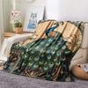 Peacock with Fanned Tail  Print Flannel Blanket, High quality Comfortable for All Seasons, Home Decor, Warmth and Comfort