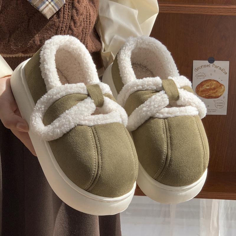 Bag Heel Cotton Slippers Winter Wear Versatile Fashion Thick-soled Lamb Wool Indoor Home Thermal Velvet Cotton Shoes