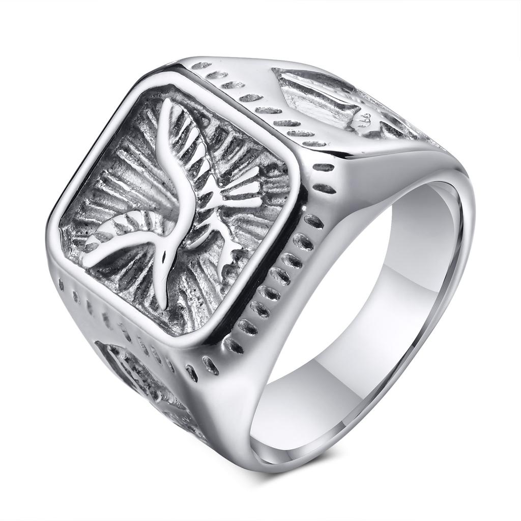 Stylish Men's Eagle Spreading Wings Hiphop Punk Style Ring Vintage Stainless Steel Ring Tide Man Party Jewelry