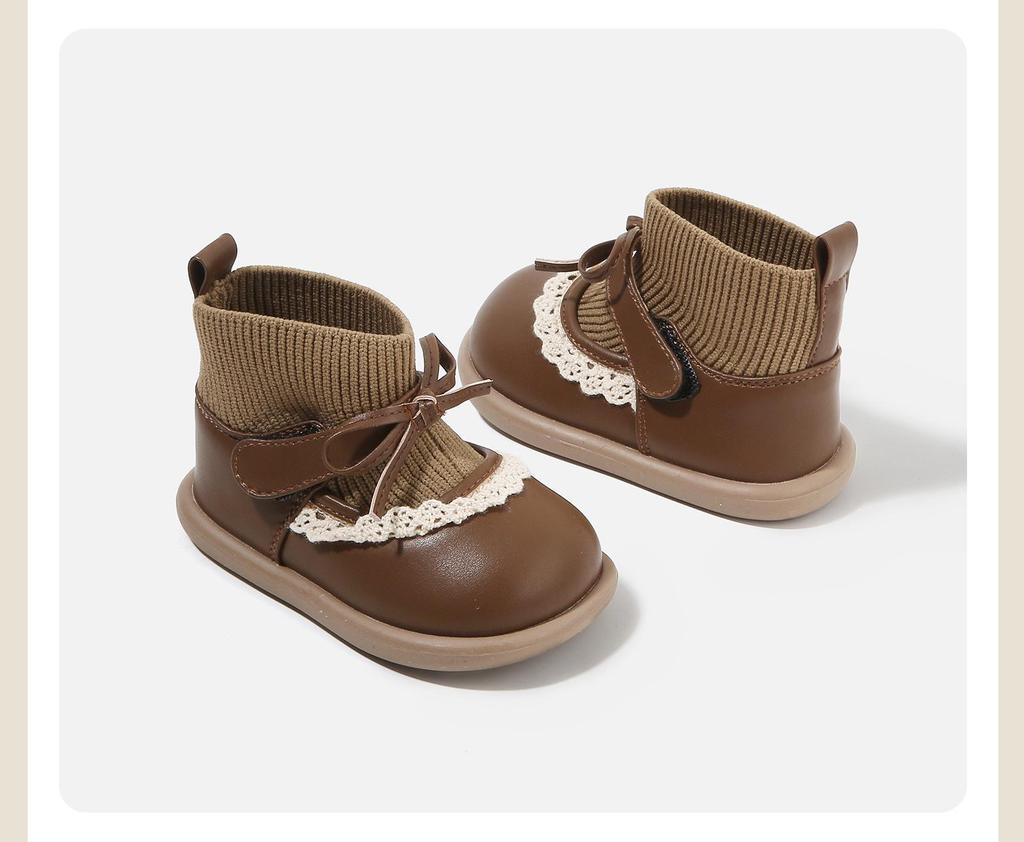 Toddler Girl's Soft Sole Leather Boots - Plush Princess Winter Walking Shoes