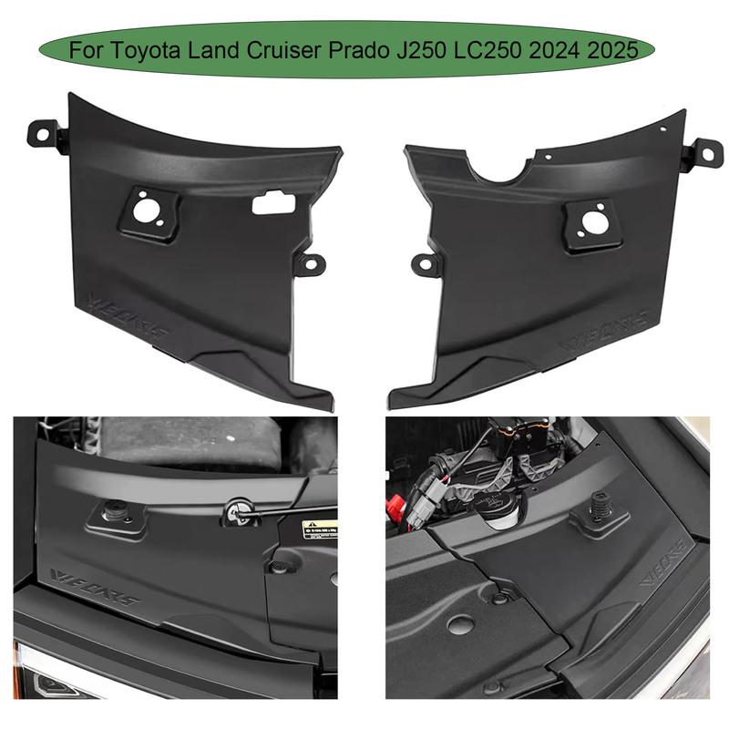 Car Engine Cover Cabin Protection Plate Cover Black Accessories 2pcs For Toyota Land Cruiser Prado J250 LC250 2024 2025