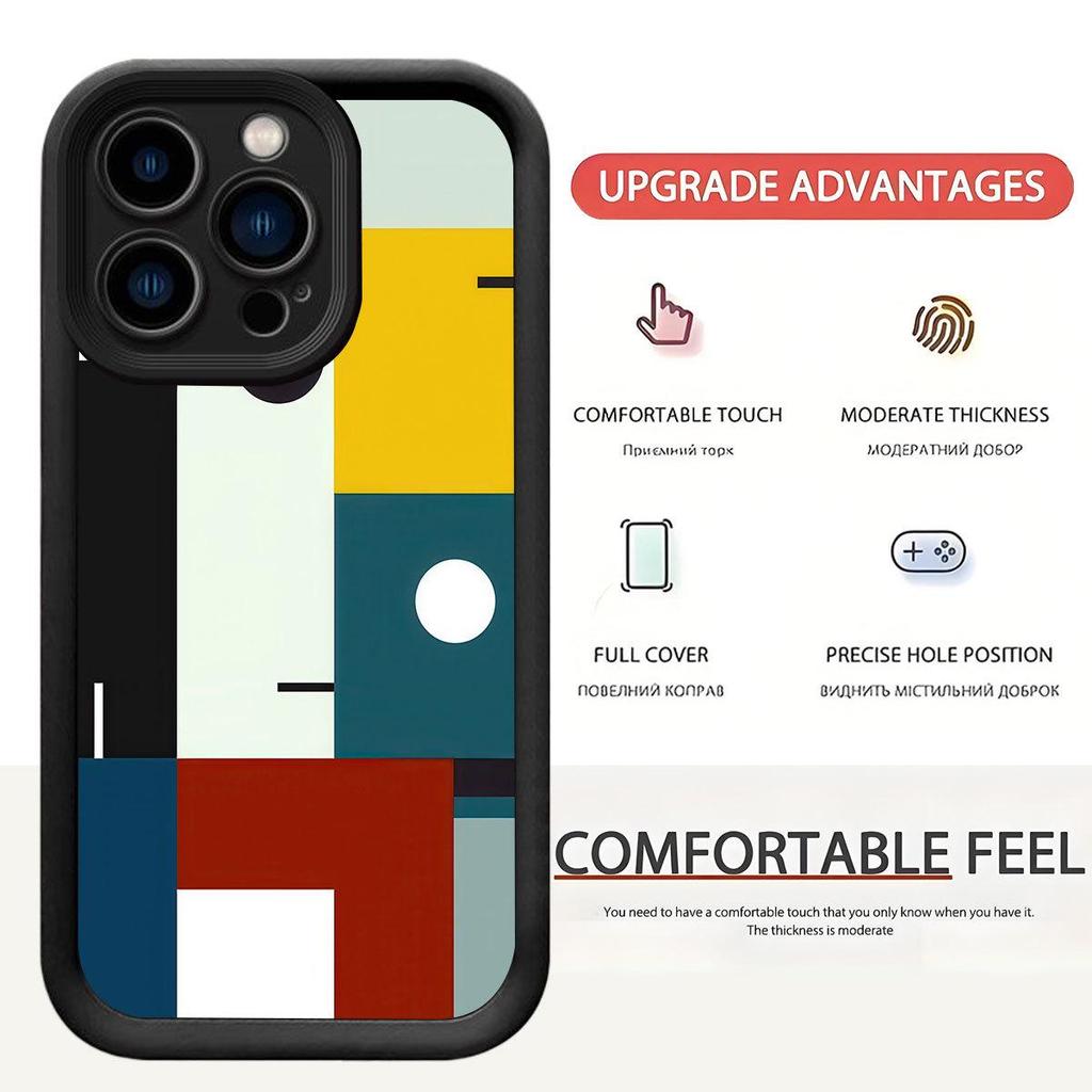 Black Five-Color Block Stepped Groove Phone Case for iPhone 15/16/17 Pro Max