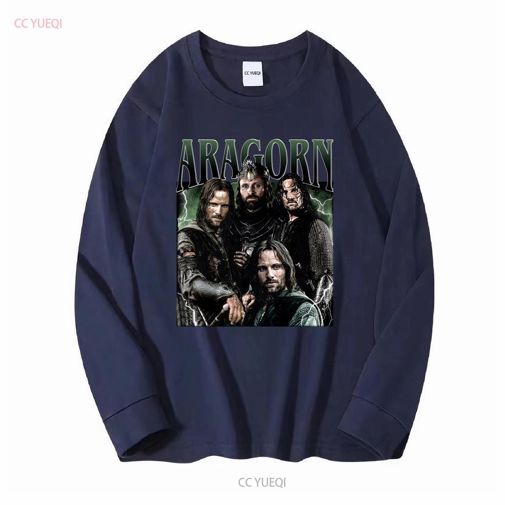 Aragorn Lotr T Shirt Donna E Uomo Viggo Mortensen Vintage manica lunga o corta vintage Lavato Unisex Elasticizzato Traspirante
