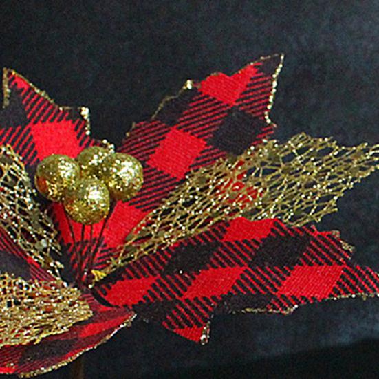 Xmas Flower High-quality Long Lifespan Home Decor Christmas Floral Black White Grid Xmas Flower Xmas Floral for Dorm