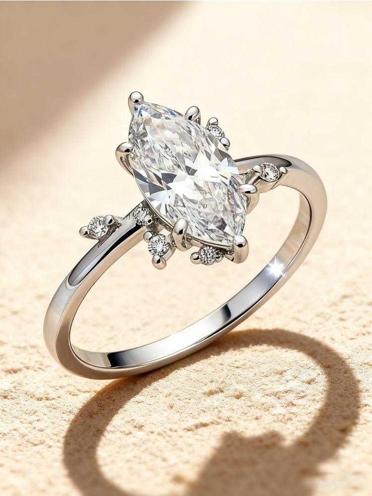 925 Sterling Silver Fashion Personalized Marquise Zircon Ring For Women Anniversary Engagement Luxury High Quality Jewelry