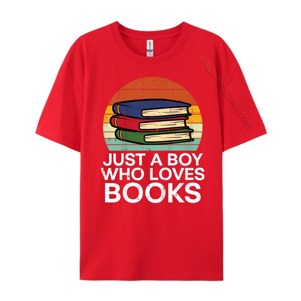 Kids Just A Boy Who Loves Books Read Reading Librarian Funny Shirts Clothes England Style