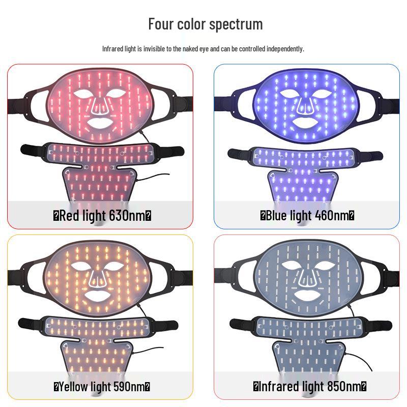 LED Face Brightening Mask - 4 Color Light Therapy Silicone Mask for Home Use