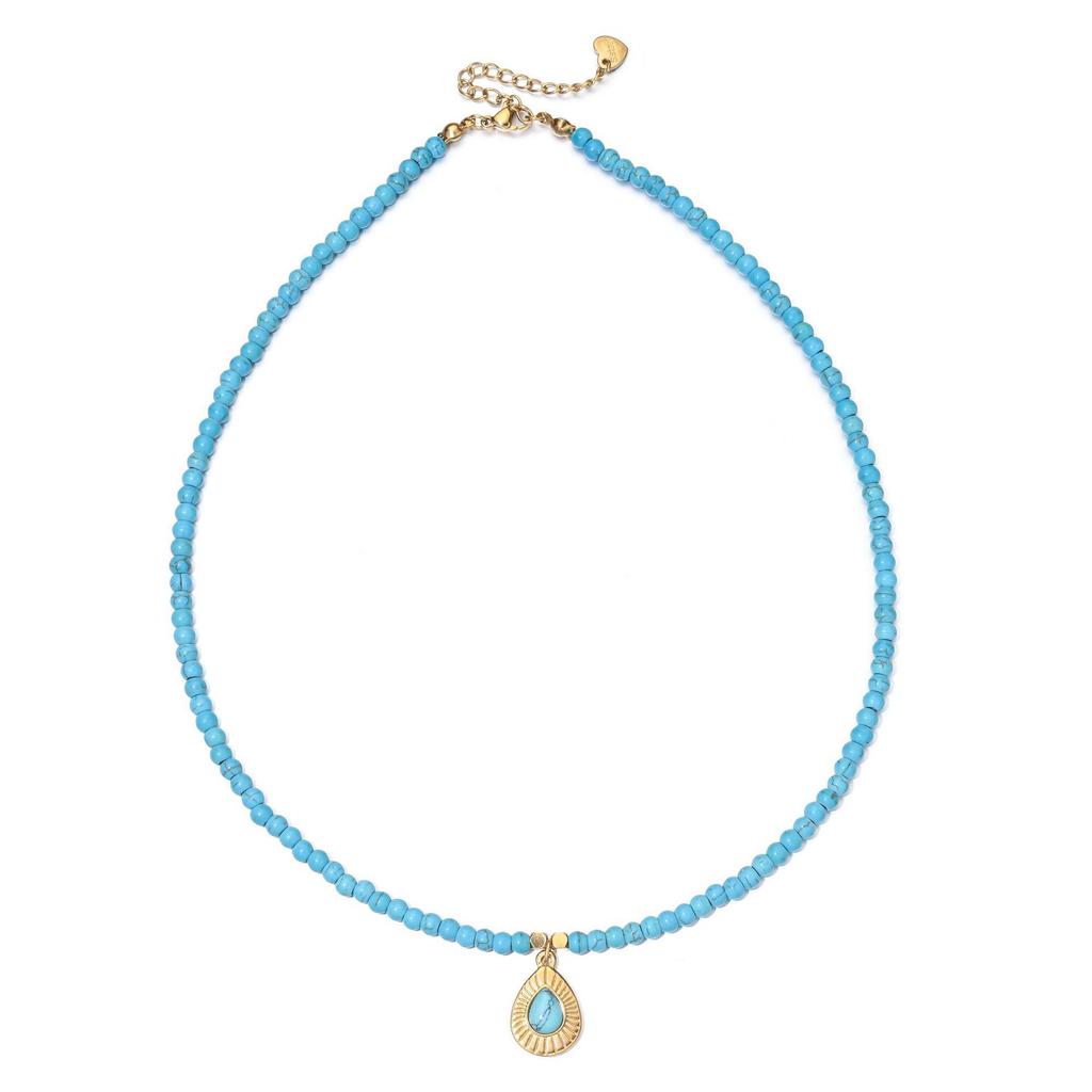 Elegante Süßwasserperlen- und Farbedelstein-Halskette mit Schlüsselbein-Kette aus Edelstahl
