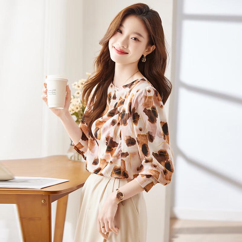 Women's French Retro Floral Chiffon Blouse