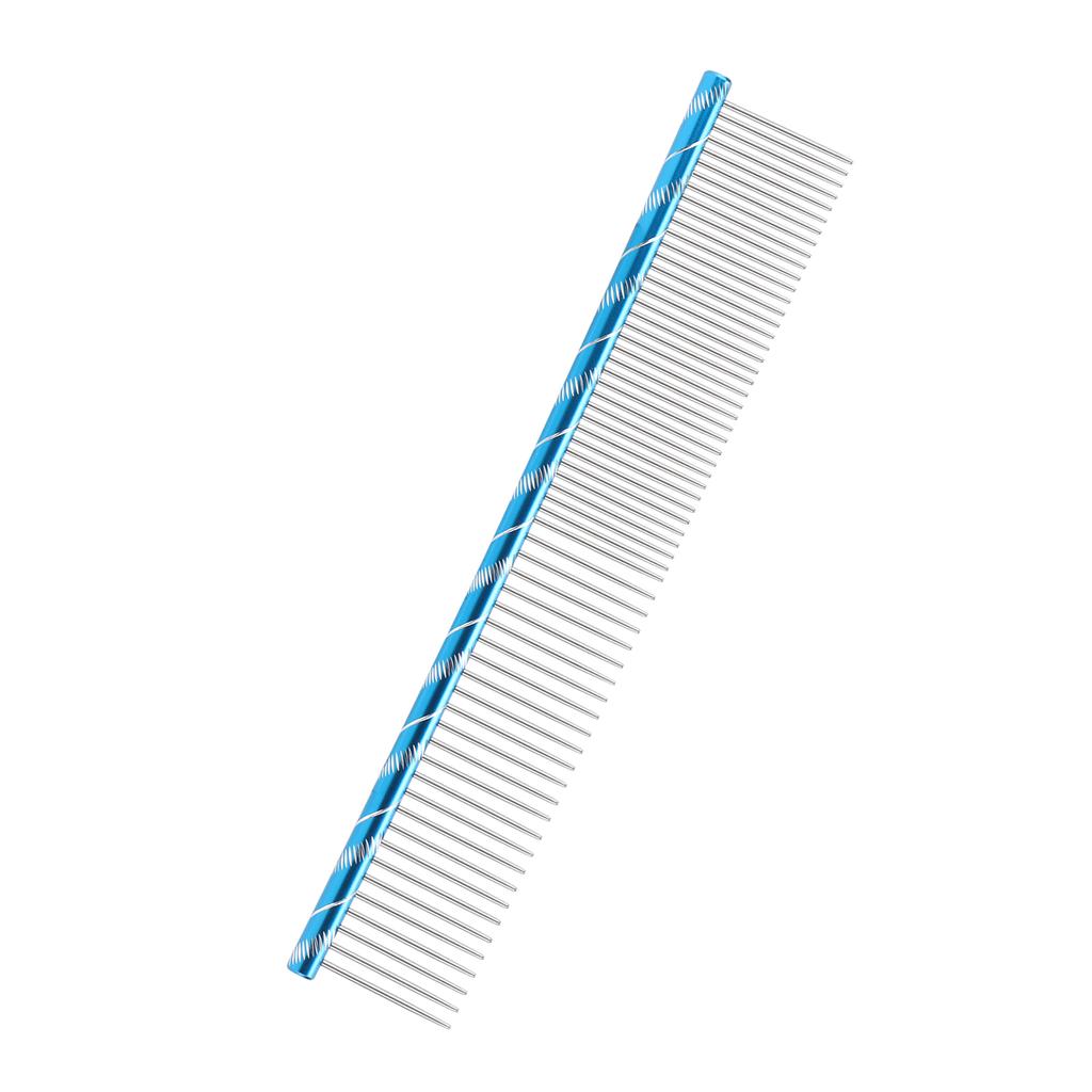 Pet Comb Stainless Steel Teeth Straight Comb Removes Knots and Tangles for Dogs and Cats19cm Blue