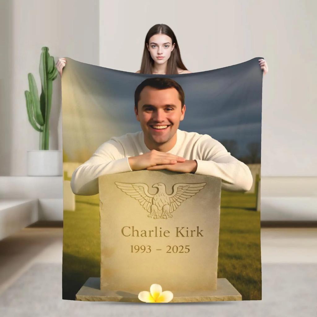 Super Soft Blanket Camping Charlie Kirk   Throw Blanket Funny Bedspread for Outdoor