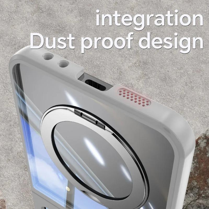 For Magsafe Magnetic Ring Holder Case for Samsung Z Flip7 Flip 6 5 Acrylic Shockproof Kickstand Back Cover for Galaxy Z Flip 7