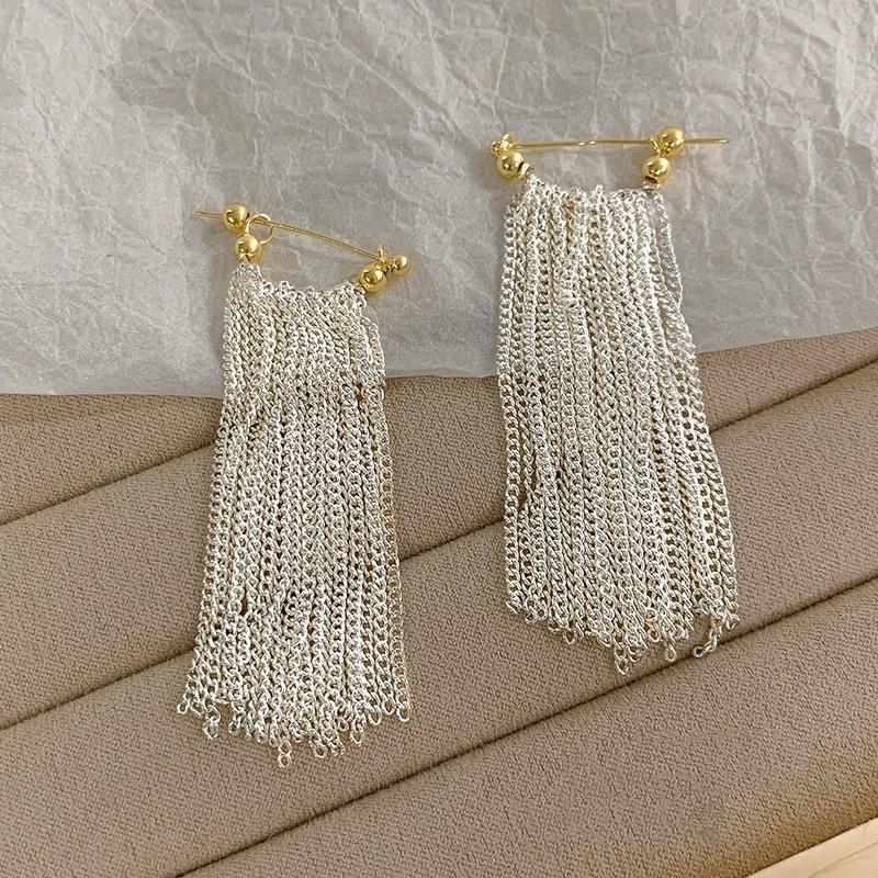 Waterfall Necklace Design Tassel Earrings Female Wave Light Temperament Earrings 14K Collarbone Chain