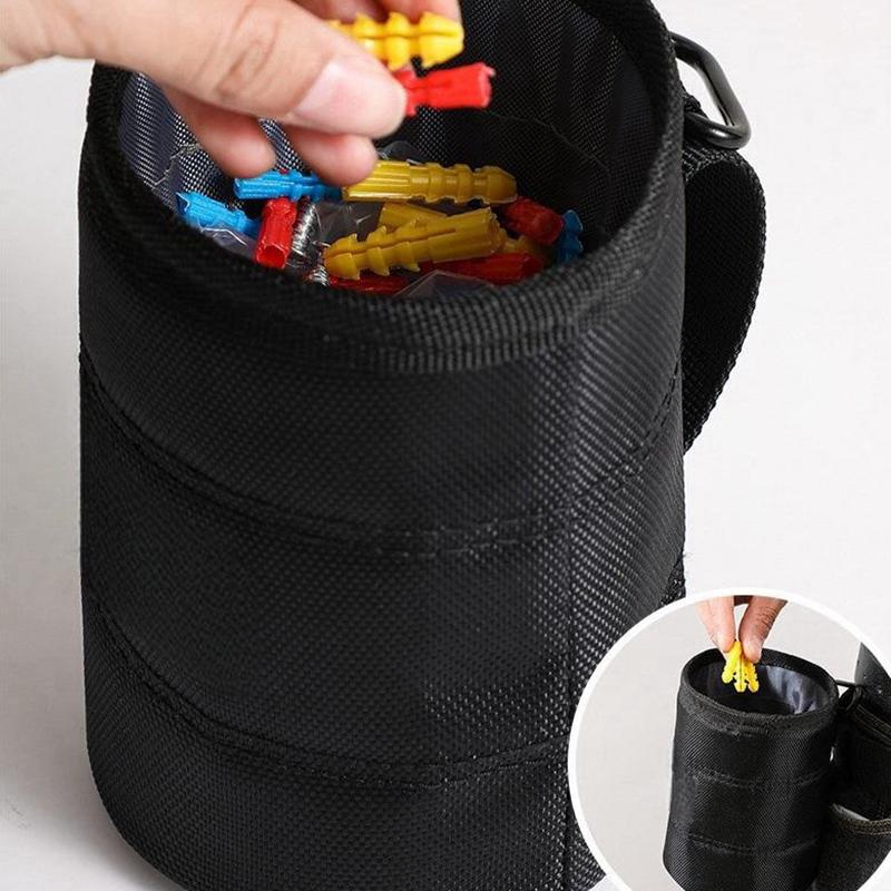 Durable Black Tool Belt Pouch - Multi-Functional Screw & Nail Storage Bag, Thickened Wear-Resistant Organizer For Home Repairs