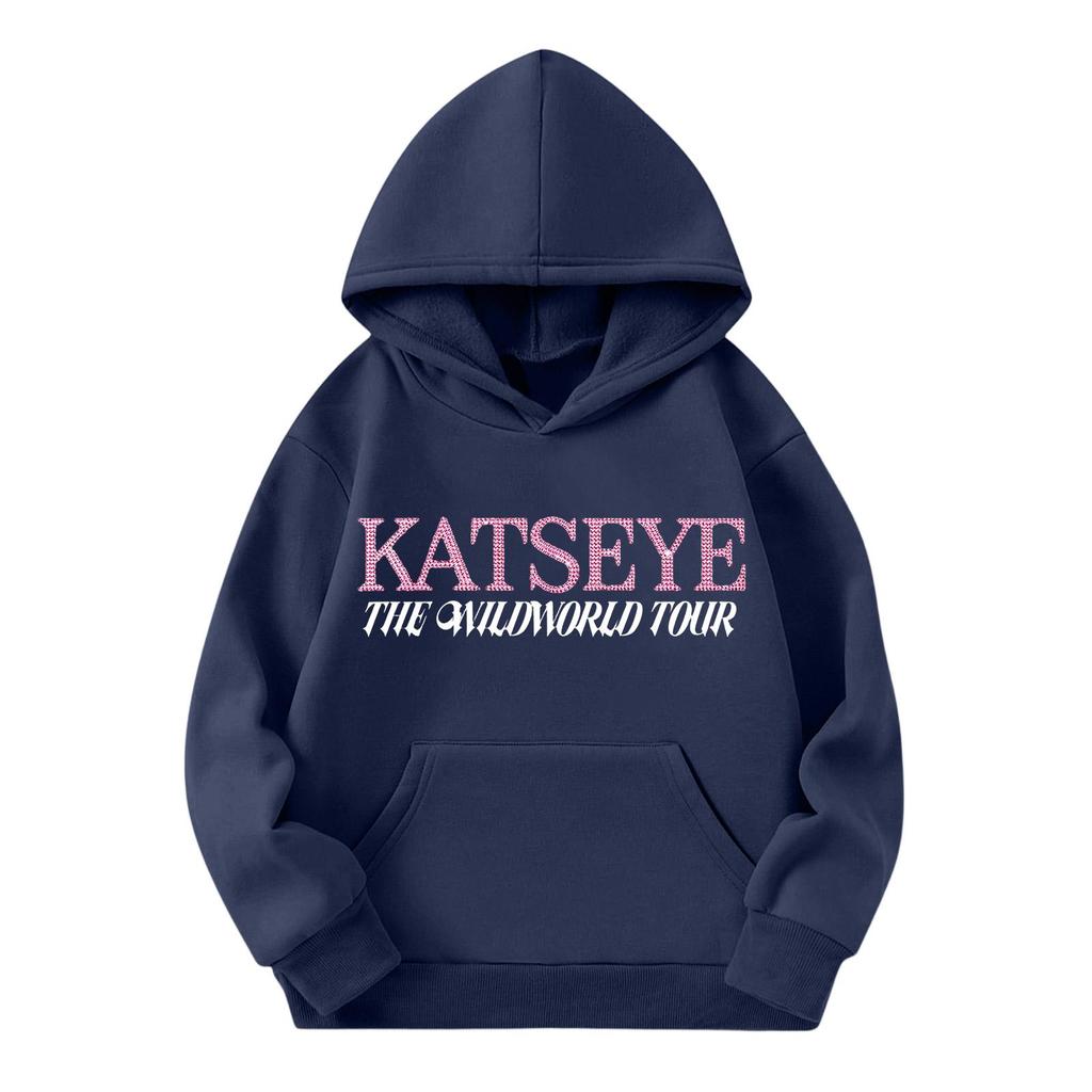 Girls' Fashion Long-Sleeve Hooded Sweatshirt with Print and Pockets