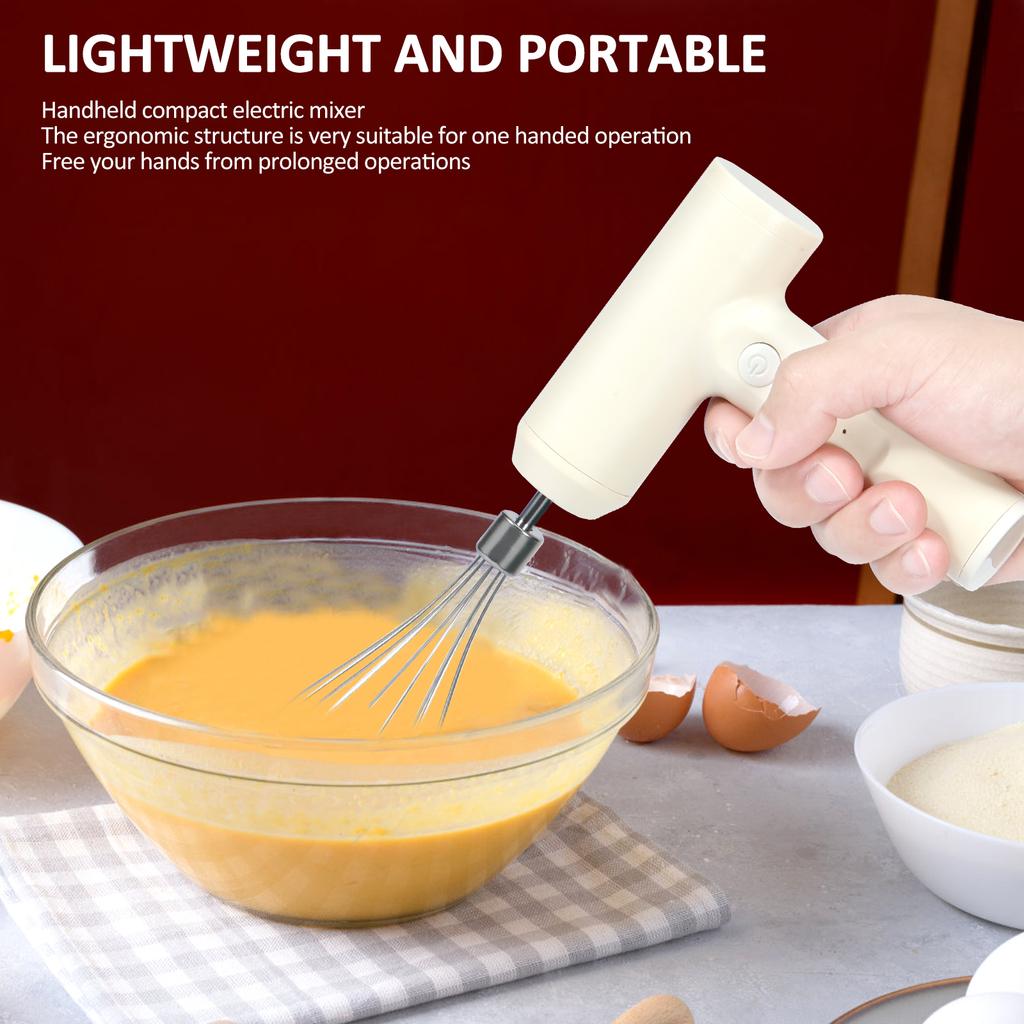 Wireless Electric Food Mixer 3 Speeds Portable Hand Mixer USB Rechargeable Small Mixer for Dough Egg and Cream Kitchen Gadgets