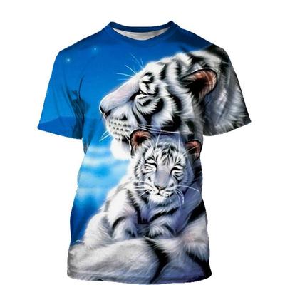 Summer New Short Sleeve Fashion 3D Animal Tiger Printed T-shirt Casual Unisex Hipsters Street Style Tops Tees