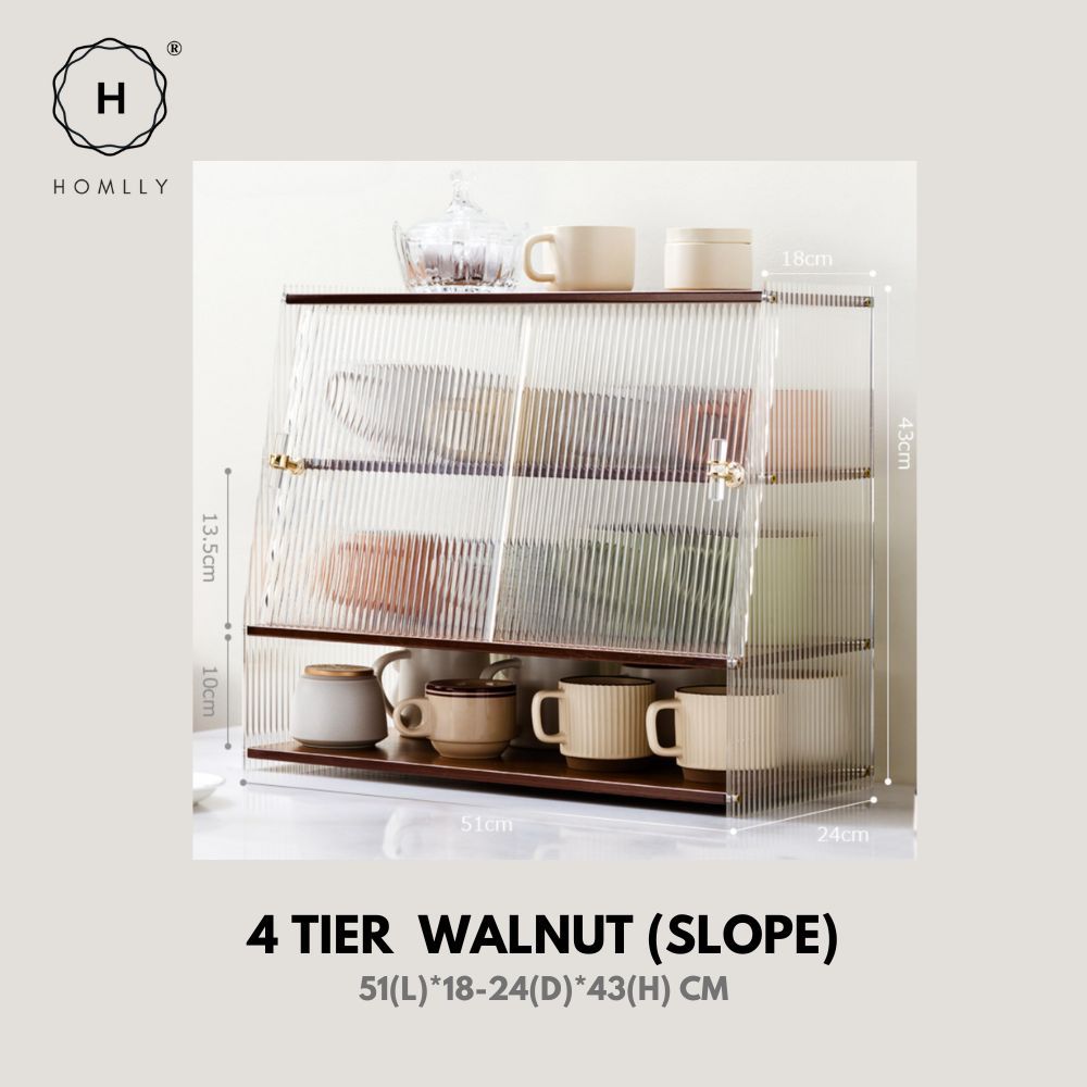 Homlly Dustproof Kitchen Storage Tabletop Cupboard Rack with Acrylic Door