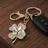 Vierblättriger Klee Schlüsselanhänger Strass Lucky Four Leaves Clover Schlüsselanhänger mit Karabinerverschluss Funkelnder Glücksbringer Geschenk für Frauen