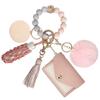 Handmade Bead Bracelet Card Bag Fringed Women'S Wallet Keychain Silicone Bead Hairball Bracelet Lipstick Bag