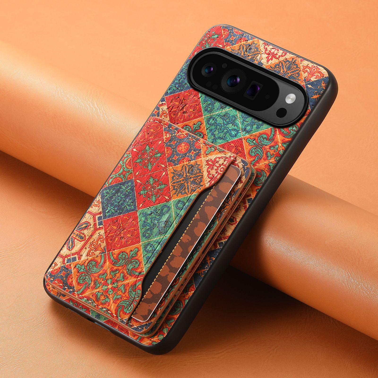 

Exclusive Totem Pattern Protective Leather Case with Card Holder for Google Pixel 10/9A/9XL Pixel 7 Pro синий
