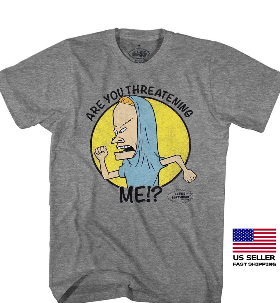Beavis and Butthead Are You Threatening Me Logo Shirt Unisex T-Shirt S