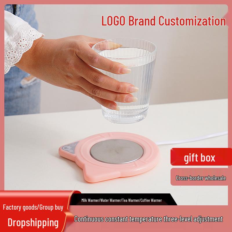 55-Degree Electric Cup Warmer: Automatic Heating Coaster for Coffee, Milk, and Tea with Timed Insulation.