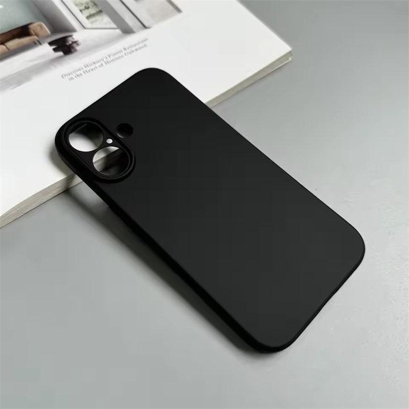 Luxury Full Black Silicone Matte Phone Case For iphone 16 15 14 13 12 11 Pro Max 16 15 16E Back Cover TPU Soft Case