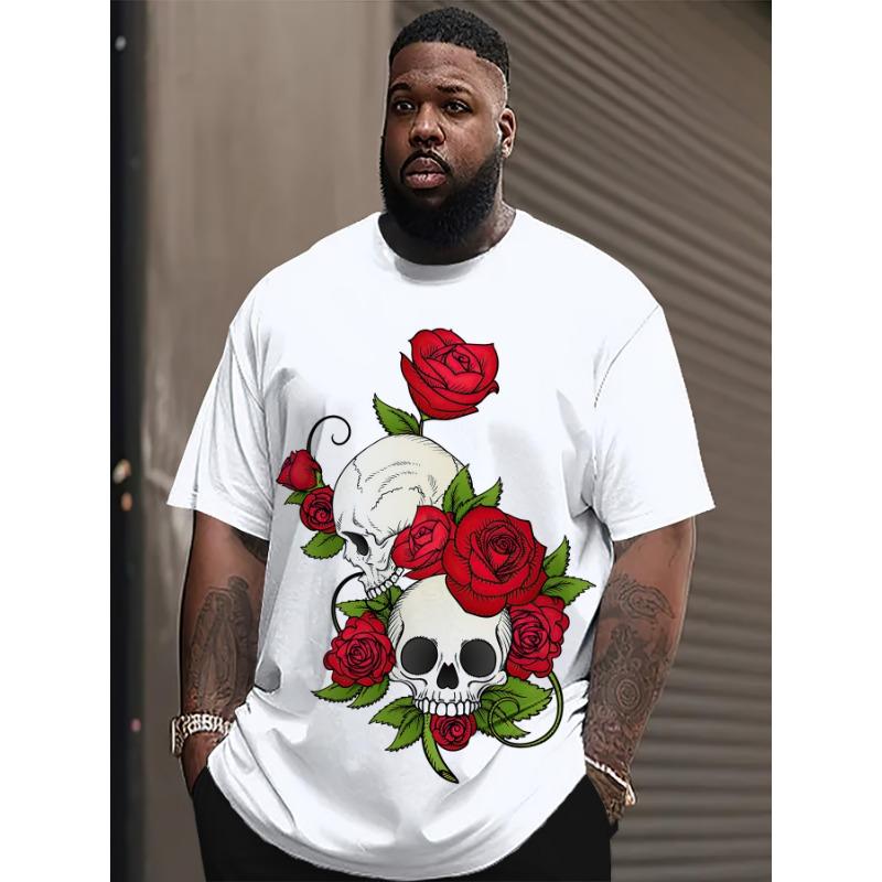 3D Letter Skull Printed Short Sleeved T-shirt for Casual Sports Summer Outdoor Men's T-shirts
