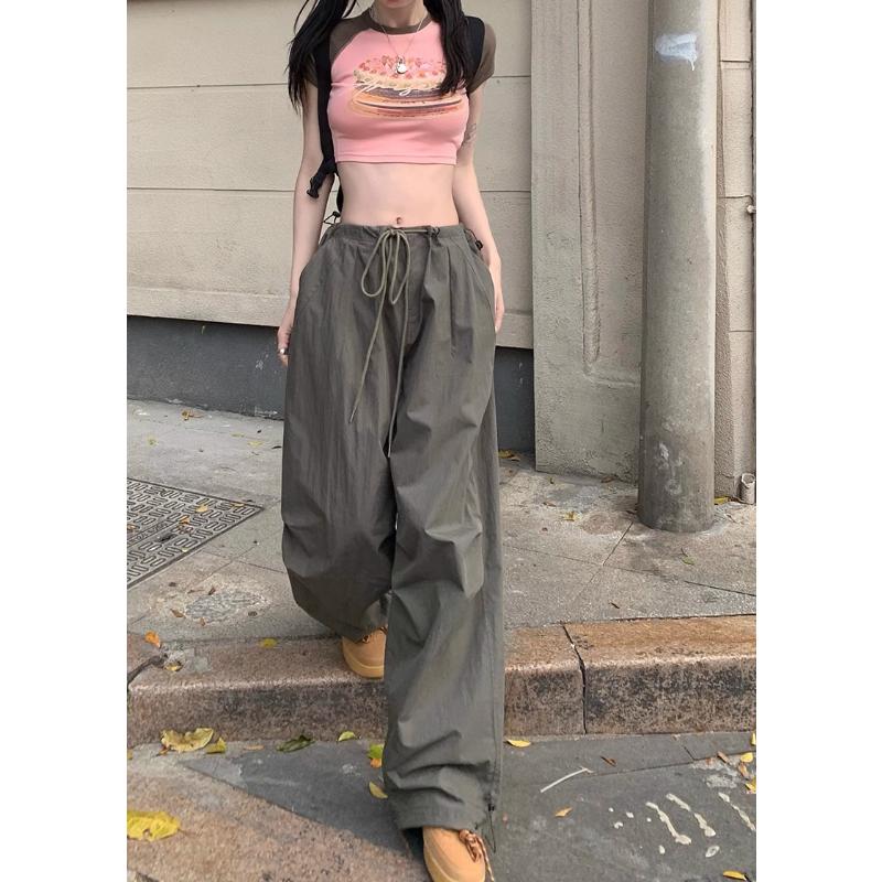 New Women's Cargo Pants, High Waist Wide Leg Straight Casual Trousers with Quick-Dry Fabric, Lightweight Summer American Retro Joggers