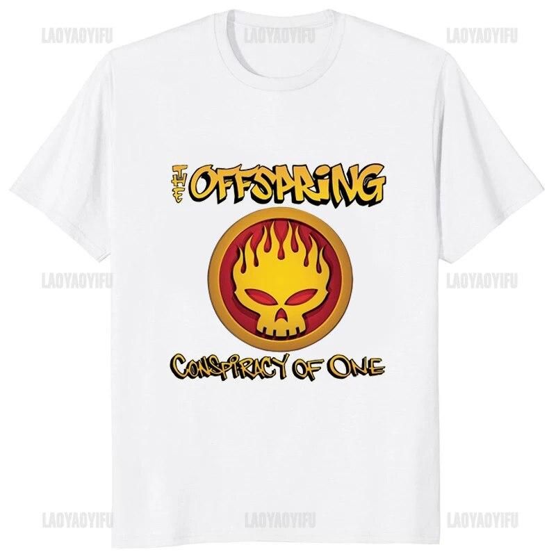 The Offspring Flame Skull Logo Hlava Punk Tričko Fanoušci rockové kapely Móda Streetwear Neformální Unisex tričko Ležérní Hipster Volná trička