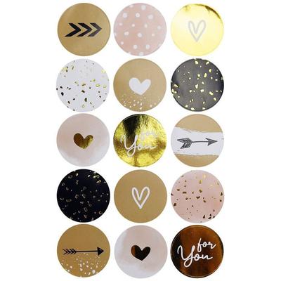 MégaCréa DIY - Round Sticker Pink and Gold 3.5cm 15 Pieces