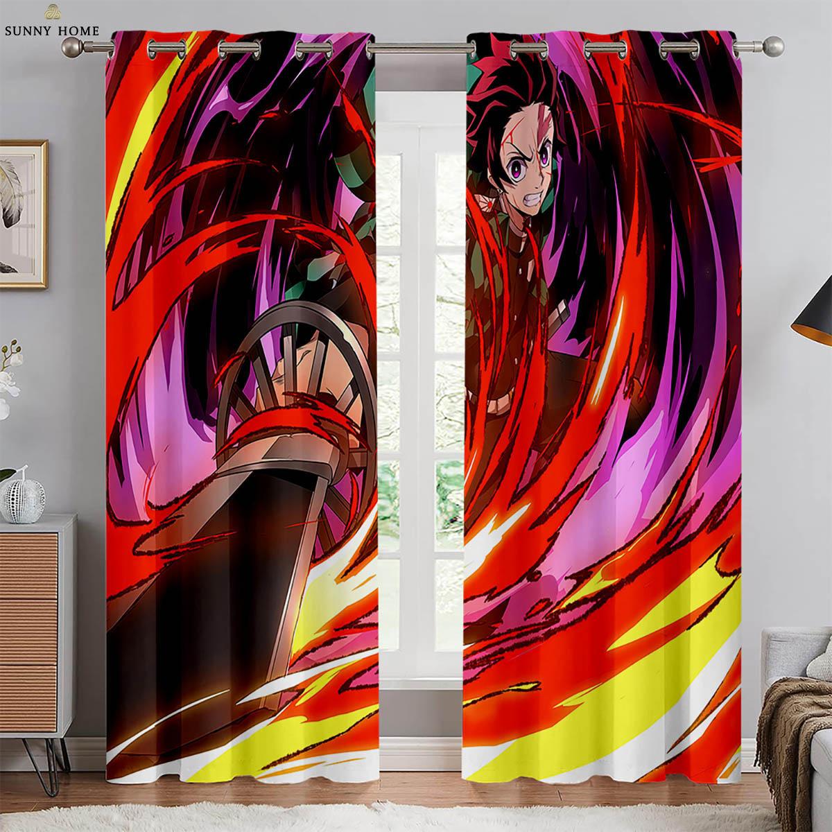 

Шторы с принтом в виде горячих персонажей из аниме-мультфильмов, черные шелковые затемняющие шторы для спальни, гостиной, кабинета, кухни, декоративные шторы W100xH130(CM) folio&Grommet Top