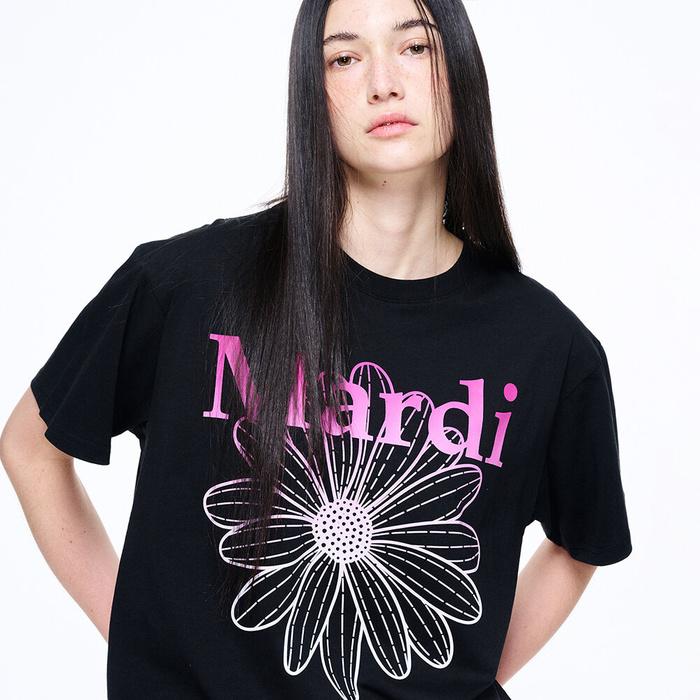 [Mardi mercredi] T-Shirt Flowermardi Gradation_black Pink