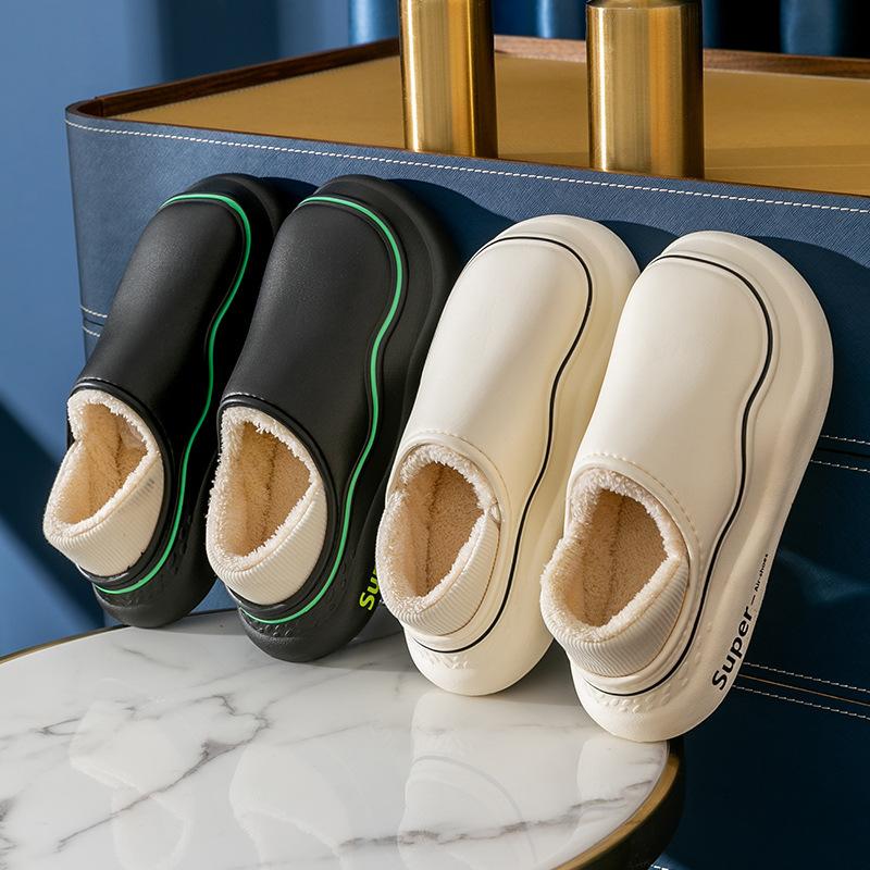 

thick-soled cotton slippers women s bags and household autumn and winter home indoor confinement warm shoes waterproof cotton shoes 38-39 [suitable for size 37-38] M