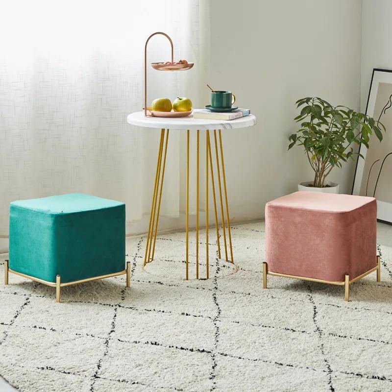 Nordic Light Luxury Cloth Stool - Square Bench for Living Room & Tea Table