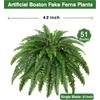 Artificial Boston Fern Bush- Set of 2 Large Artificial Ferns for Outdoors, 42Inch Large Faux Ferns, 51Branches for Each Bouquet