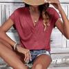 2024 Summer Women's Solid Color V-Neck Batwing Sleeve Top