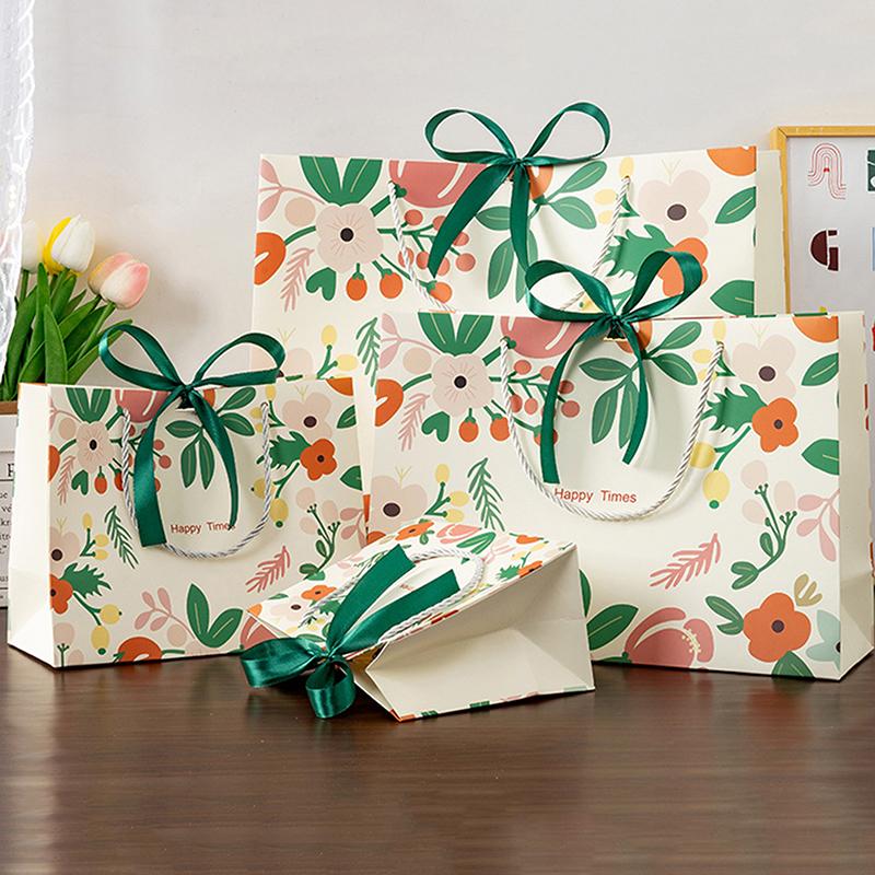 1Pcsgift Bags Mother'S Day Gift Wrapping Bagscartoon Tote Bags Birthday Paper Bags Bow Gift Packaging Bag