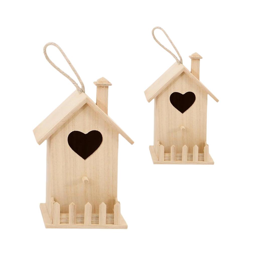 Paintable Wooden Bird House Hanging Birdhouse Nesting Box DIY Crafts for Outdoor Garden Courtyard and Patio Decor