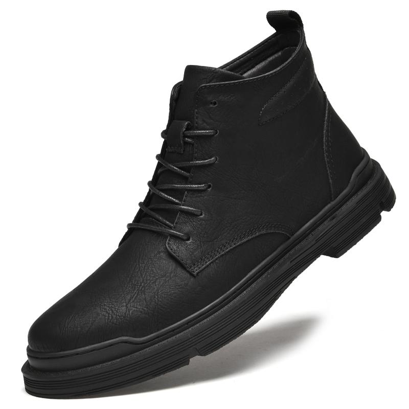 Zimní boty Chelsea pánské boty Nová móda Plus sametová outdoorová obuv Kvalitní kotníkové boty z pravé kůže Obchodní šněrovací boty